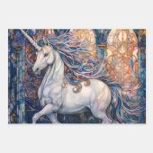 ヴィンテージおとぎ話ユニコーンの水色 ラッピングペーパーシート (正面2)