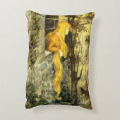 ヴィンテージおとぎ話ラプンツェルとロングブロンド髪 アクセントクッション (裏面(縦))