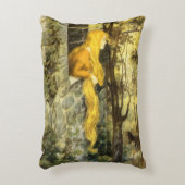 ヴィンテージおとぎ話ラプンツェルとロングブロンド髪 アクセントクッション (正面(垂直))