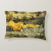 ヴィンテージおとぎ話ラプンツェルとロングブロンド髪 アクセントクッション (裏面)