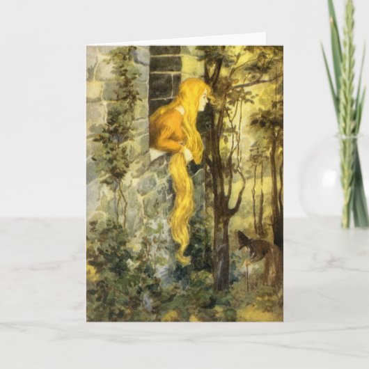 ヴィンテージおとぎ話ラプンツェルとロングブロンド髪 カード (正面)