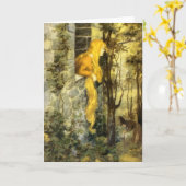 ヴィンテージおとぎ話ラプンツェルとロングブロンド髪 カード (黄色い花)