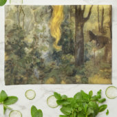 ヴィンテージおとぎ話ラプンツェルとロングブロンド髪 キッチンタオル (折り畳み)