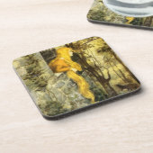 ヴィンテージおとぎ話ラプンツェルとロングブロンド髪 コースター (左側)