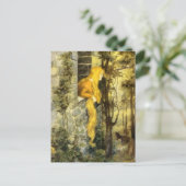 ヴィンテージおとぎ話ラプンツェルとロングブロンド髪 ポストカード (スタンド正面)