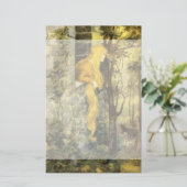 ヴィンテージおとぎ話ラプンツェルとロングブロンド髪 便箋 (スタンド正面)