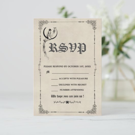 ヴィンテージおとぎ話結婚の本 出欠カード (スタンド正面)