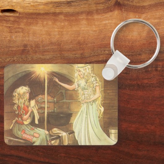 ヴィンテージおとぎ話、シンデレラとおとぎ妖女 キーホルダー (正面)