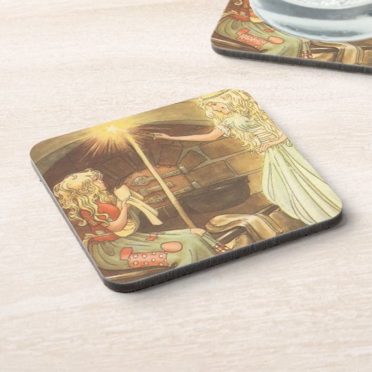 ヴィンテージおとぎ話、シンデレラとおとぎ妖女 コースター (左側)