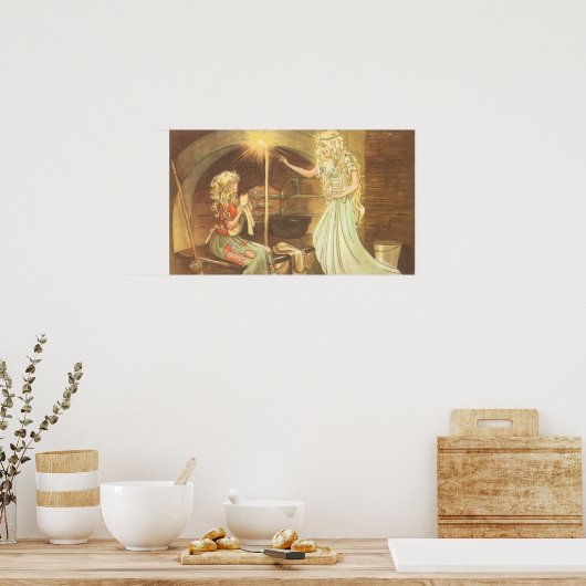 ヴィンテージおとぎ話、シンデレラとおとぎ妖女 ポスター (キッチン)