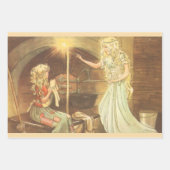 ヴィンテージおとぎ話、シンデレラとおとぎ妖女 ラッピングペーパーシート (正面)