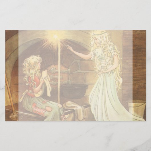 ヴィンテージおとぎ話、シンデレラとおとぎ妖女 便箋 (正面)