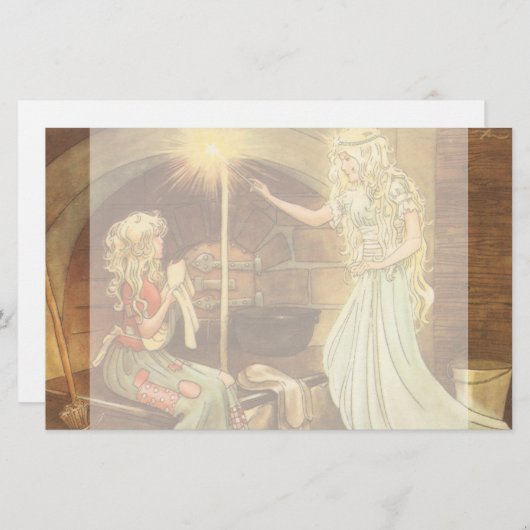 ヴィンテージおとぎ話、シンデレラとおとぎ妖女 便箋 (正面/裏面)