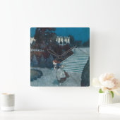 ヴィンテージおとぎ話、シンデレラbyエドモンド・ダラック スクエア壁時計 (ホーム)