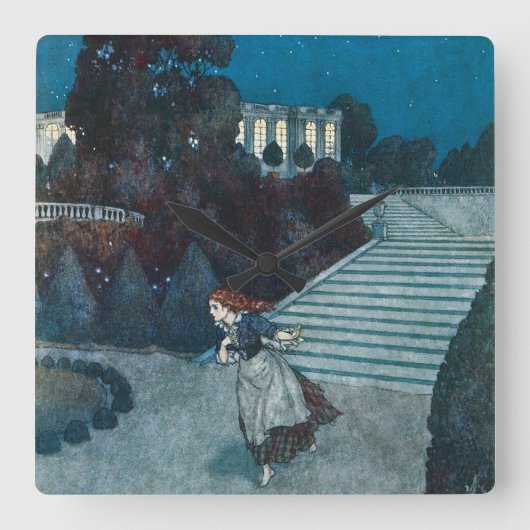 ヴィンテージおとぎ話、シンデレラbyエドモンド・ダラック スクエア壁時計 (正面)