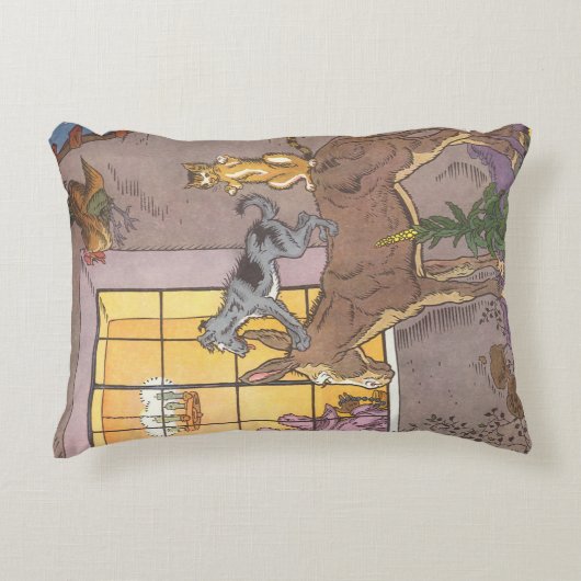 ヴィンテージおとぎ話、ブレーメンタウンミュージシャン、ハウマン アクセントクッション (正面)