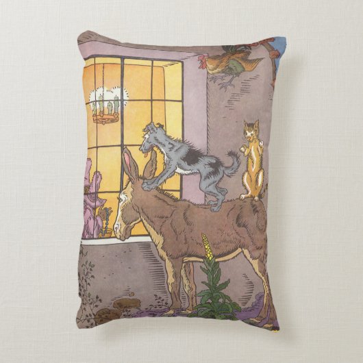 ヴィンテージおとぎ話、ブレーメンタウンミュージシャン、ハウマン アクセントクッション (裏面(縦))