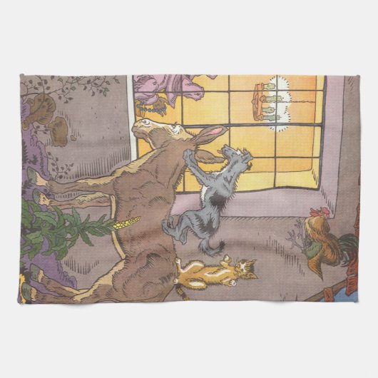 ヴィンテージおとぎ話、ブレーメンタウンミュージシャン、ハウマン キッチンタオル (横)