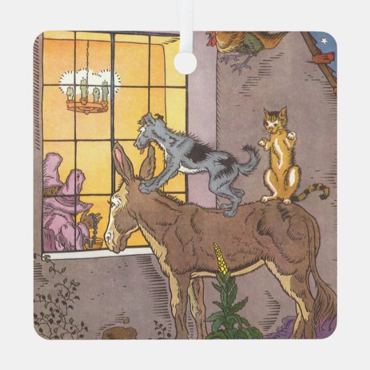 ヴィンテージおとぎ話、ブレーメンタウンミュージシャン、ハウマン メタルオーナメント (裏面)