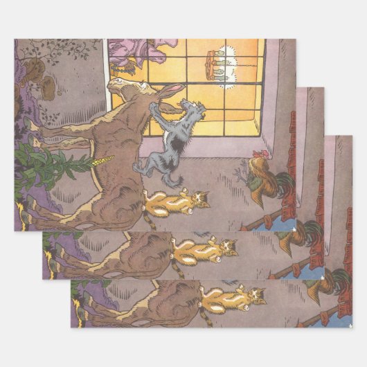 ヴィンテージおとぎ話、ブレーメンタウンミュージシャン、ハウマン ラッピングペーパーシート (セット)