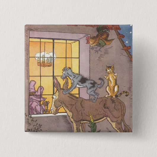 ヴィンテージおとぎ話、ブレーメンタウンミュージシャン、ハウマン 缶バッジ (正面)