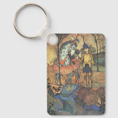 ヴィンテージおとぎ話、勇敢な騎士と竜 キーホルダー (正面)