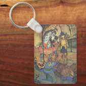 ヴィンテージおとぎ話、勇敢な騎士と竜 キーホルダー (正面)