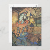 ヴィンテージおとぎ話、勇敢な騎士と竜 ポストカード (正面/裏面)