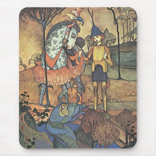 ヴィンテージおとぎ話、勇敢な騎士と竜 マウスパッド (正面)