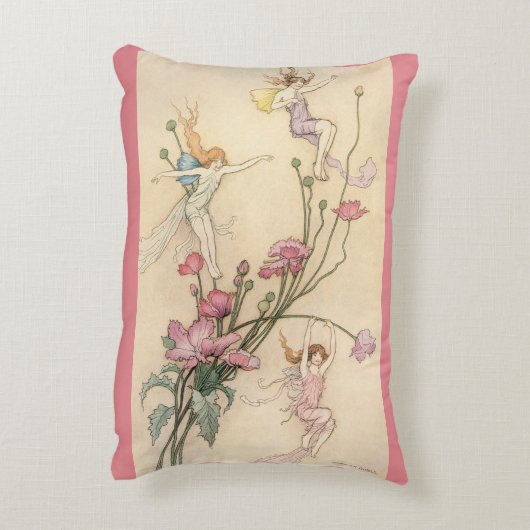 ヴィンテージおとぎ話、喜びに満ちた三霊 アクセントクッション (裏面(縦))