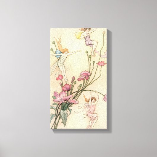 ヴィンテージおとぎ話、喜びに満ちた三霊 キャンバスプリント (正面)