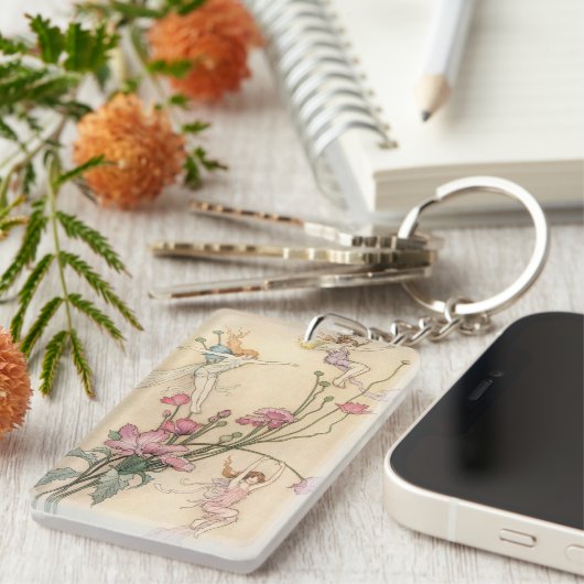 ヴィンテージおとぎ話、喜びに満ちた三霊 キーホルダー (正面右)