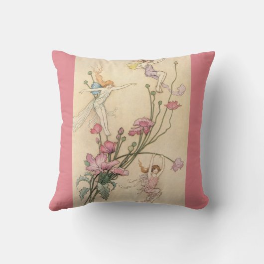 ヴィンテージおとぎ話、喜びに満ちた三霊 クッション (裏面)