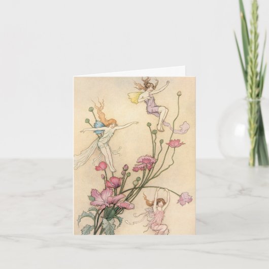 ヴィンテージおとぎ話、喜びに満ちた三霊 サンキューカード (正面)