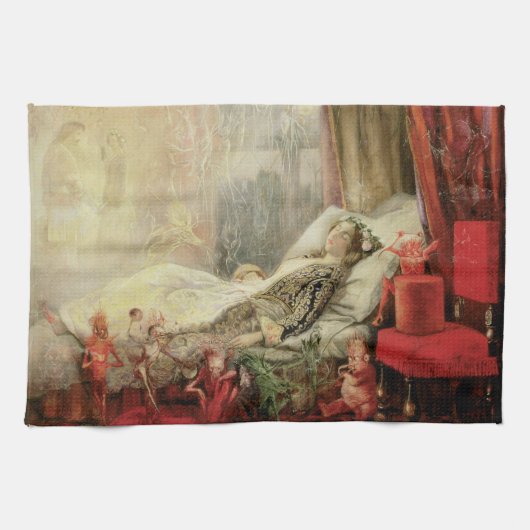 ヴィンテージおとぎ話、夢が作られる物 キッチンタオル (横)