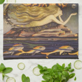 ヴィンテージおとぎ話、小さな人魚の海サンゴ キッチンタオル (折り畳み)