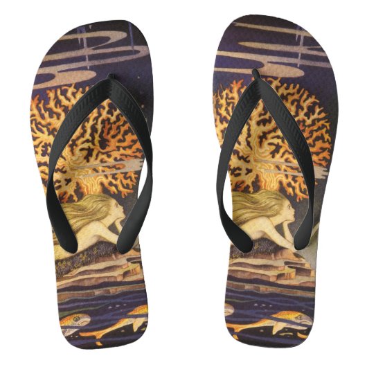 ヴィンテージおとぎ話、小さな人魚の海サンゴ ビーチサンダル (フットベッド)