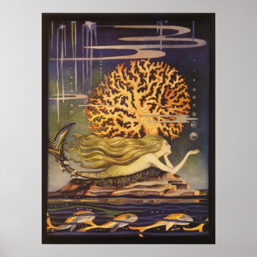 ヴィンテージおとぎ話、小さな人魚の海サンゴ ポスター (正面)