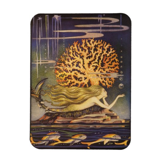 ヴィンテージおとぎ話、小さな人魚の海サンゴ マグネット (縦)