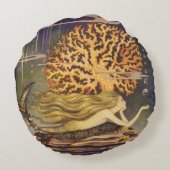 ヴィンテージおとぎ話、小さな人魚の海サンゴ ラウンドクッション (裏面)