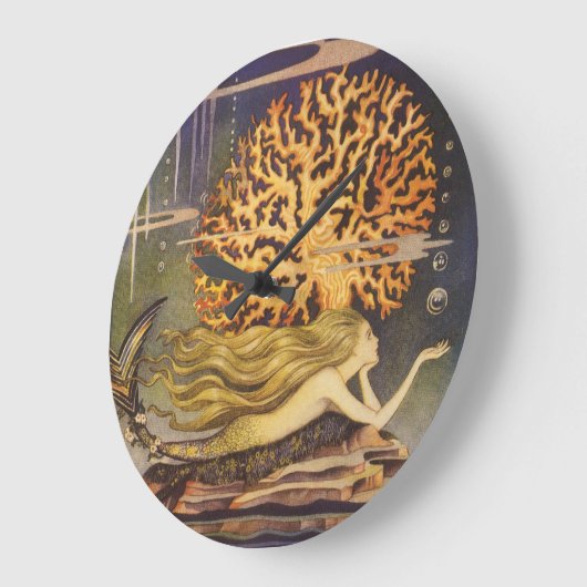 ヴィンテージおとぎ話、小さな人魚の海サンゴ ラージ壁時計 (傾斜)