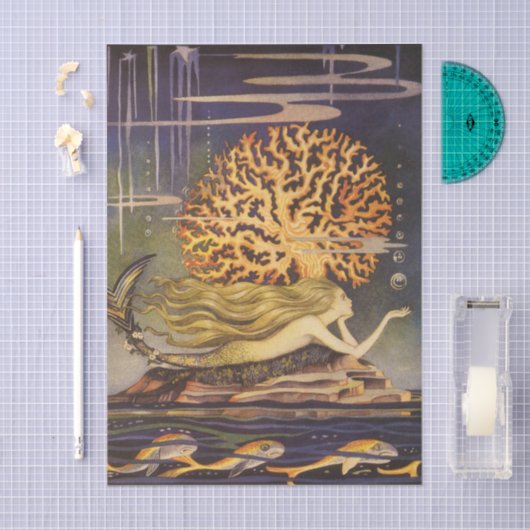 ヴィンテージおとぎ話、小さな人魚の海サンゴ 薄葉紙 (クラフト)