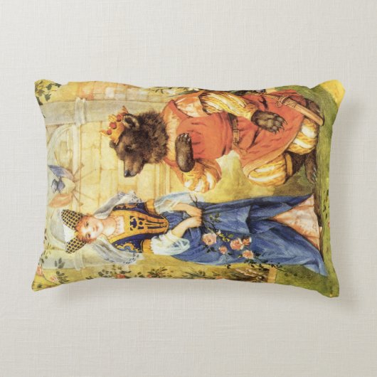 ヴィンテージおとぎ話、美しいと獣 アクセントクッション (裏面)