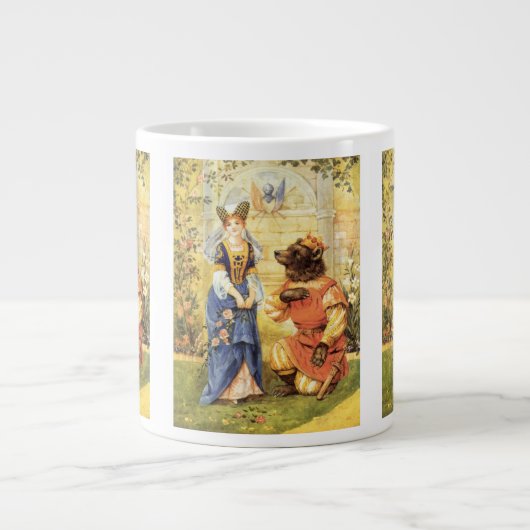 ヴィンテージおとぎ話、美しいと獣 ジャンボコーヒーマグカップ (正面)