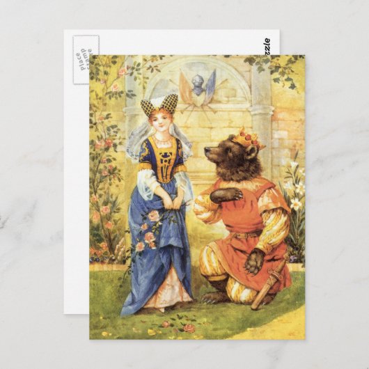 ヴィンテージおとぎ話、美しいと獣 ポストカード (正面/裏面)