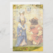 ヴィンテージおとぎ話、美しいと獣 便箋 (正面/裏面)