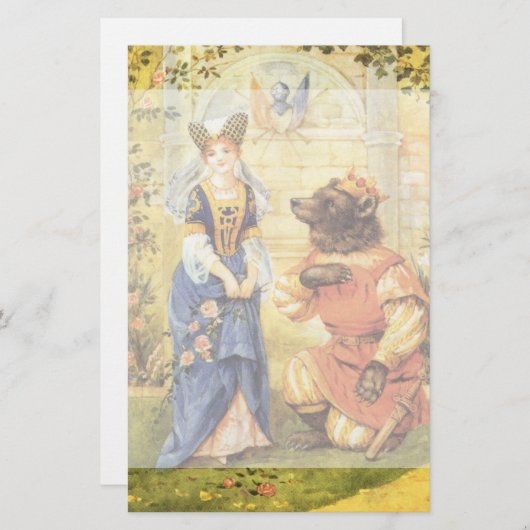 ヴィンテージおとぎ話、美しいと獣 便箋 (正面/裏面)