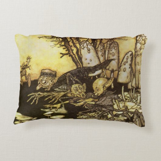 ヴィンテージおとぎ話Band of Workmen by Rackham アクセントクッション (裏面)