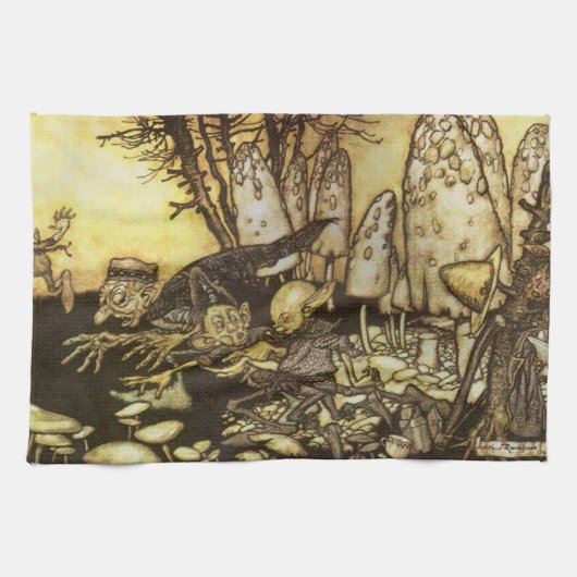 ヴィンテージおとぎ話Band of Workmen by Rackham キッチンタオル (横)