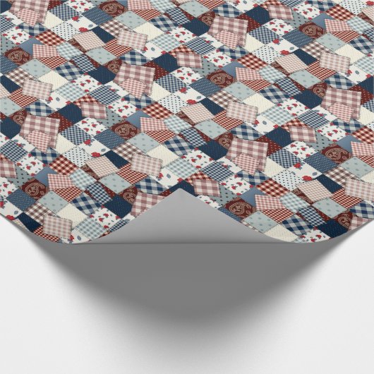 ヴィンテージおばあちゃんのキルト模様すべての行事 ラッピングペーパー (角)